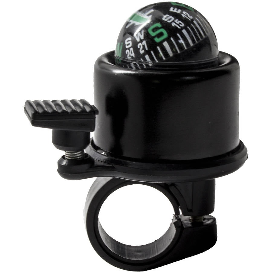 Rotating Aluminum Compass Bicycle Bell, Black