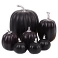 thumbnail image 2 of 7Pcs Black Assorted Foam Artificial Pumpkins,Matte Black Pumpkin Set for Halloween Fall Thanksgiving Table Centerpiece Mantel Shelf Decor,One Size,Black (Clearance), 2 of 9