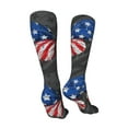 thumbnail image 3 of Honeii Butterfly With USA Flag Print Calf Socks Sports Socks Seamless Toe, Trouser Socks,Knee High Long Socks for Women and Men-One Size, 3 of 8