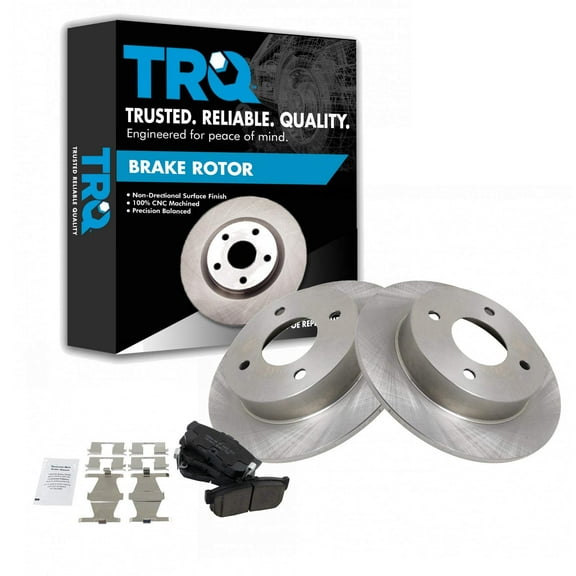 TRQ Rear Brake Pad & Rotor Kit Brake Pads Brake Rotor Ceramic Fits Select 1991-2001 INFINITI G20 1993-2001 Nissan Altima 2000-2001 Sentra
