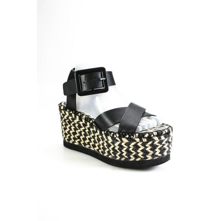 

Pre-owned|Palomitas By Paloma Barcelo Womens Platform Ankle Strap Wedge Black Size 9