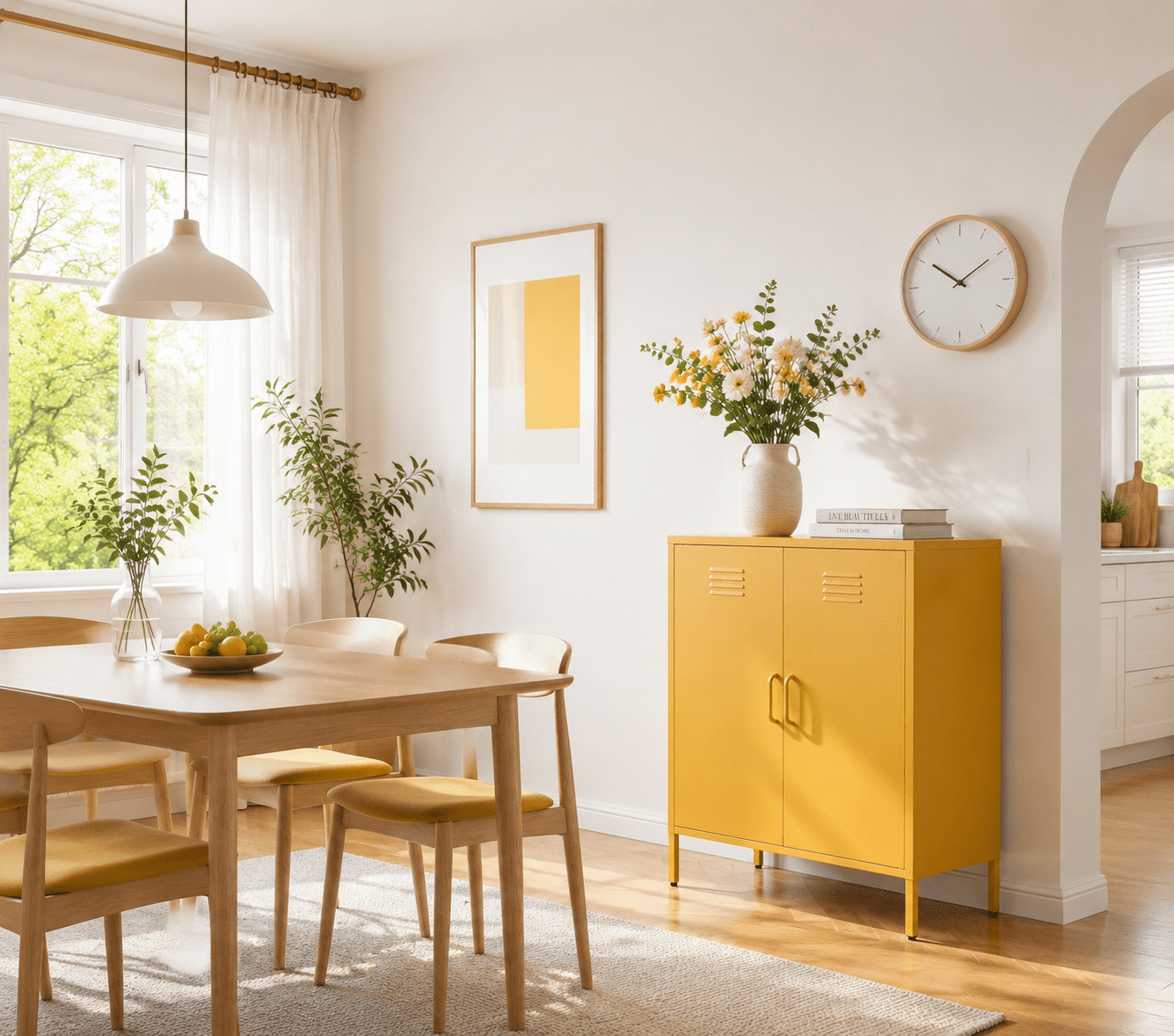 Leumius Metal Sideboard Buffet Cabinet with Storage,40"H Accent Cabinets with Adjustable Shelf,Kitchen Pantry Cabinet for Dining Room,Living Room,Yellow