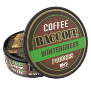 BaccOff, Premium Flavored Coffee Pouches, No Tobacco Dip, No Nicotine Smokeless Alternative Snuff, 50 MG of Caffeine Per Serving, Wintergreen (5 Cans)