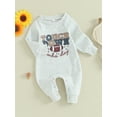 thumbnail image 3 of Bagilaanoe Baby Girl Boys Fall Jumpsuit Newborn Letter Print Long Sleeve Bodysuit 3M 6M 12M 18M Infant Casual One Piece Romper, 3 of 9