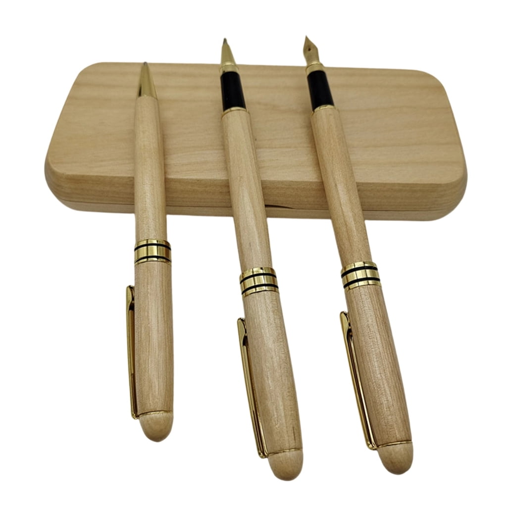 Wood Pen Gifting Pen Box Set Calligraphy Pen with Metal Tip Wood Ballpoint Pen Wood Piston Filled Fountain Pen