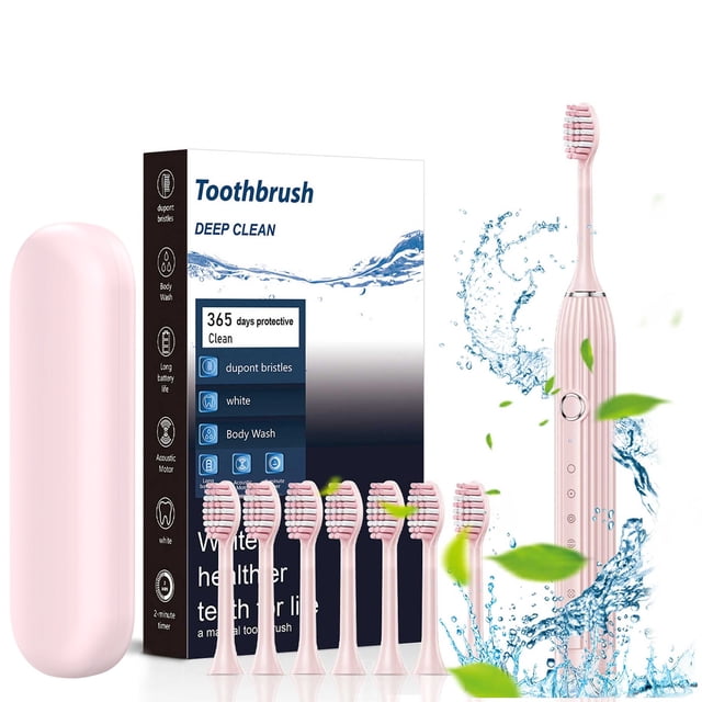 Danhjin Electric Brush Portable Toothbrush Rechargeable Toothbrush With 8 Brush Heads 6 Cleaning Modes Waterproof Toothbrush Long Working Toothbrushes For Adults Kids