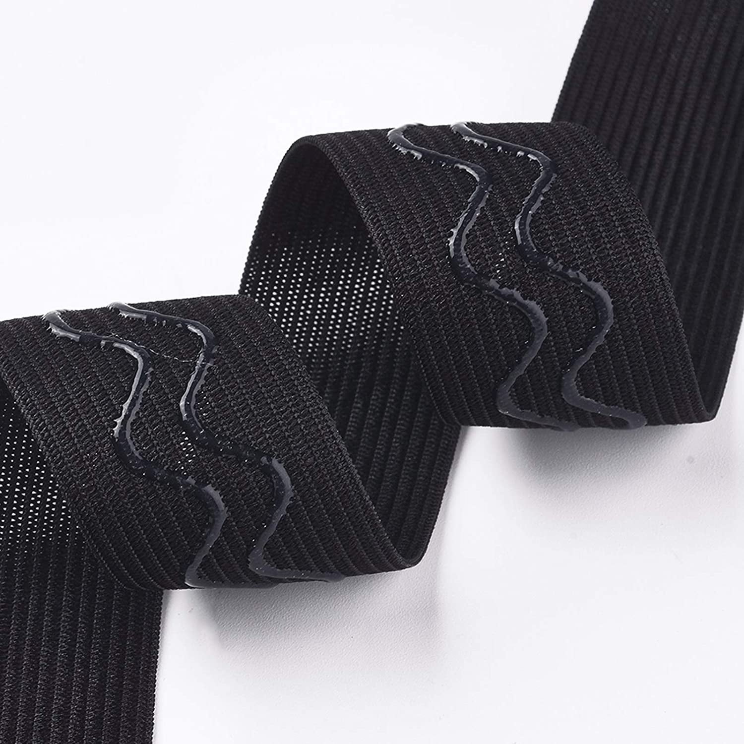 Difenni Silicone Gripper Elastic Band Non-Slip Elastic Band 5 Yards 1.5 inch Black Silicone Gripper Tape for Clothing Elastic Gripper Band for