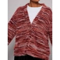 thumbnail image 2 of Women'S Oversized Striped Cardigan Sweaters Button Down Long Sleeve Drop Shoulder Knit Outerwear Coat Wine Red S, 2 of 7