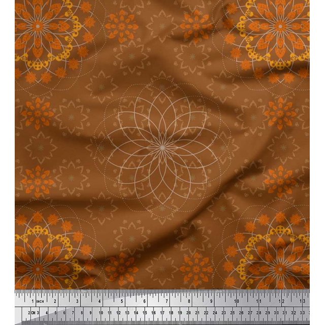 Soimoi Rayon Fabric Mandala Decorative Print Sewing Fabric Yard 56 Inch Wide