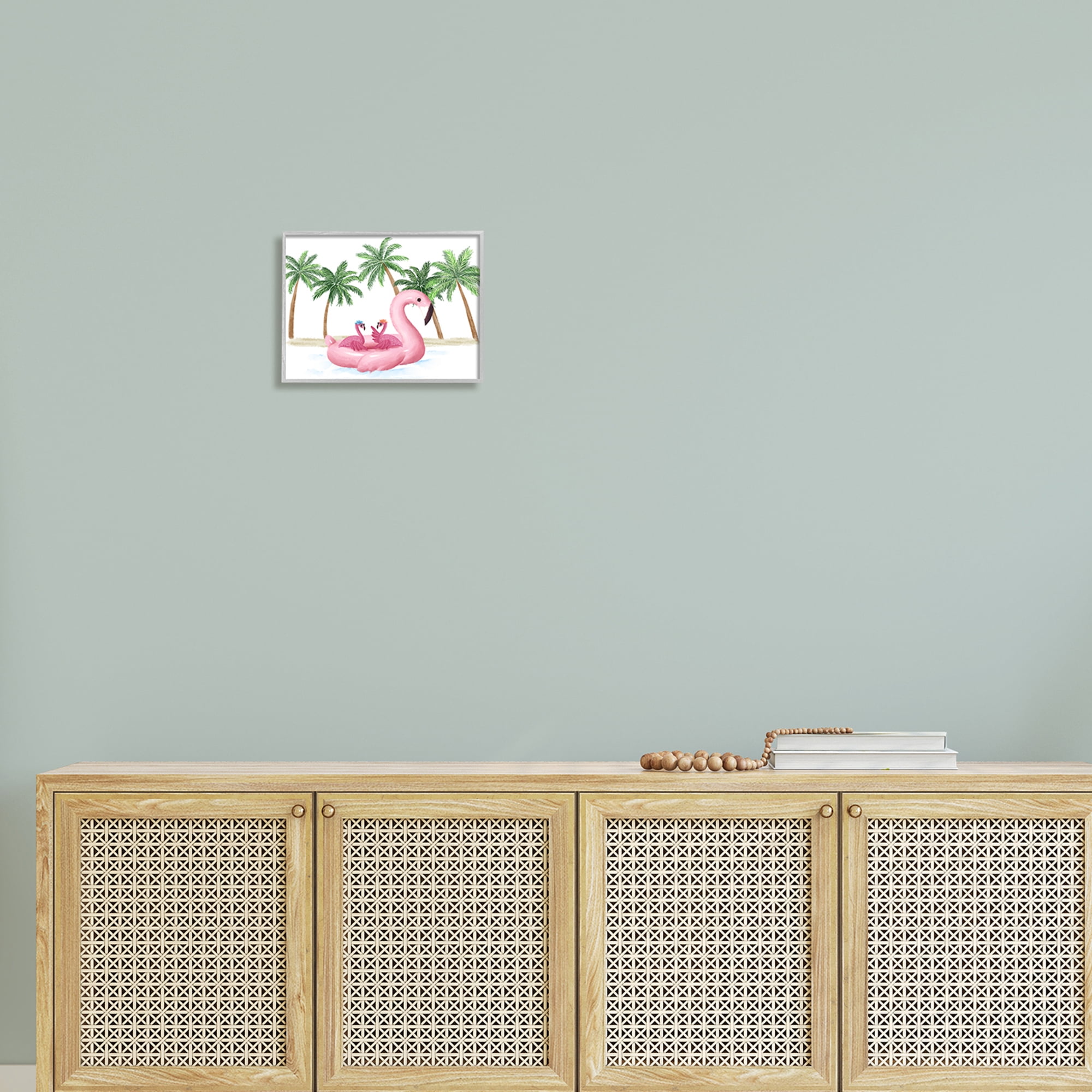 Stupell Industries Pink Flamingo Tropical Beach Float Party Palm Trees, 14 x 11, Design by Ziwei Li