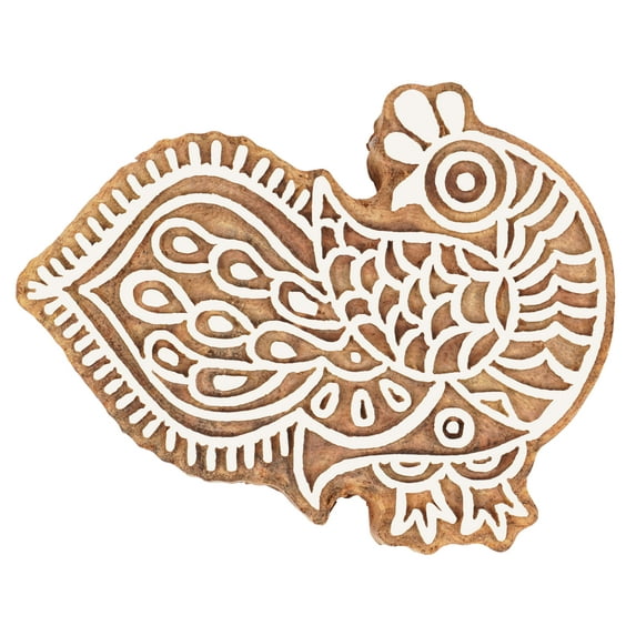 IBA Indianbeautifulart Textile Printing Block Peacock Hand Carved Wooden Stamp Wood Block Printing Textile Stamps For Fabric/ Pottery Blocks- 5 Inch