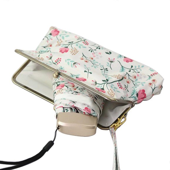 Chic Floral Five Folding Umbrella Anti-UV Sunny Umbrellas Women Female for Outdoor Traveling Camping Hiking Portable Rany and Sunny Umbrella