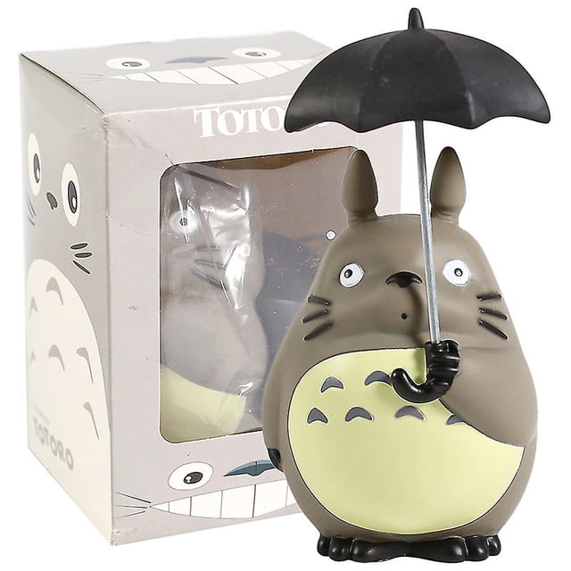 Miyazaki Hayao Mi vecino Totoro con paraguas Pvc figura juguete modelo coleccionable Afortunado Sencillez