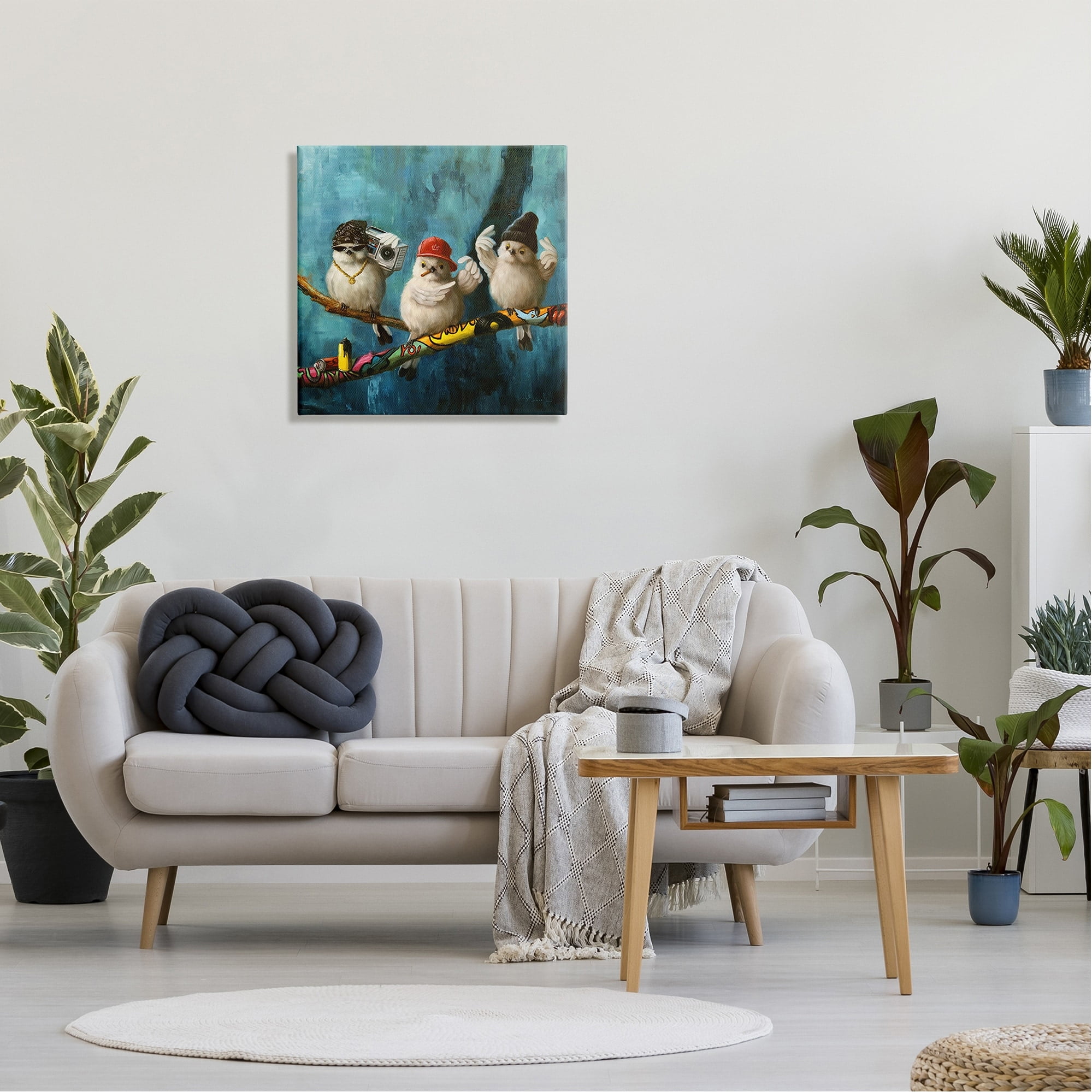 Stupell Industries Hip Hop Bird Trio Urban Graffiti Tree Boombox,24 x 24, Design by Lucia Heffernan