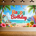 thumbnail image 2 of Tropical Theme Banner Beach Design Seaside Scene Birthday Decor for Summer Celebration Birthday Party Indoor Decoration, 2 of 8