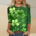 thumbnail image 2 of lcziwo Women's St. Patrick's Day Shirt Green Tops Funny St Patricks Day Lucky Irish Shamrock Crew Neck Tee 3/4 Sleeve Graphics T-Shirt 2025 Green,XXXXXL, 2 of 5