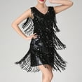 thumbnail image 2 of safuny Women's Mini Bodycon Dress Party Solid Shiny Sequins Tassels Sleeveless Scoop Neck Elegant Slim Evening Prom Trendy Dresses Holiday Black XXL, 2 of 4