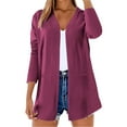 thumbnail image 2 of Dasayo Women Tops Lightweight Long Sleeve Open Front Pink Dressy Solid Pocket Cardigans Womens Sweatshirts XXXL, 2 of 6