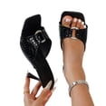 thumbnail image 4 of Wensltd Women's Summer Sandals Casual Solid Color Block Heel Slide Sandals Square Toe Comfort Outdoor Daily Walking Sandals Red, 4 of 9