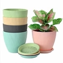 7.5 Inch Plastic Plants Pots Indoor Outdoor Garden Flowerpot 5 Colours Set Of 5