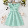 thumbnail image 2 of LLYwey Girls Dresses, Baby Girls Denim Dresses Toddler Sleeveless Casual Party Jeans Dresses Button up Collared A-Line Knee Length Sundress, By-15, Green, 10T, 2 of 7
