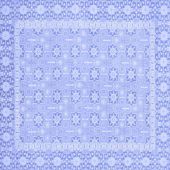 Ahgly Company Machine Washable Indoor Square Oriental Blue Traditional Area Rugs, 7' Square