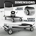 thumbnail image 4 of Upgraded Foldable Push Cart Dolly | 660 lbs. Capacity Moving Platform Hand Truck | Heavy Duty Space Saving Collapsible | Swivel Push Handle Flat Bed Wagon (White, 660 lbs. Capacity), 4 of 6