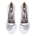 thumbnail image 3 of Women's Pumps Stiletto High Heel 8.5CM Rhinestones Bow Satin Party Dress Wedding Shoes, 3 of 6