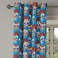 thumbnail image 2 of Ambesonne Colorful Grommet Curtain, Floral Roses Skulls, 50" x 108", Blue Red Ivory, 2 of 6