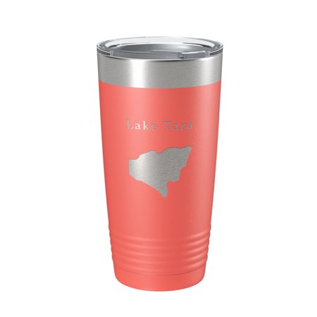 

Lake Tara Map Tumbler Travel Mug Insulated Laser Engraved Coffee Cup Georgia 20 oz Coral