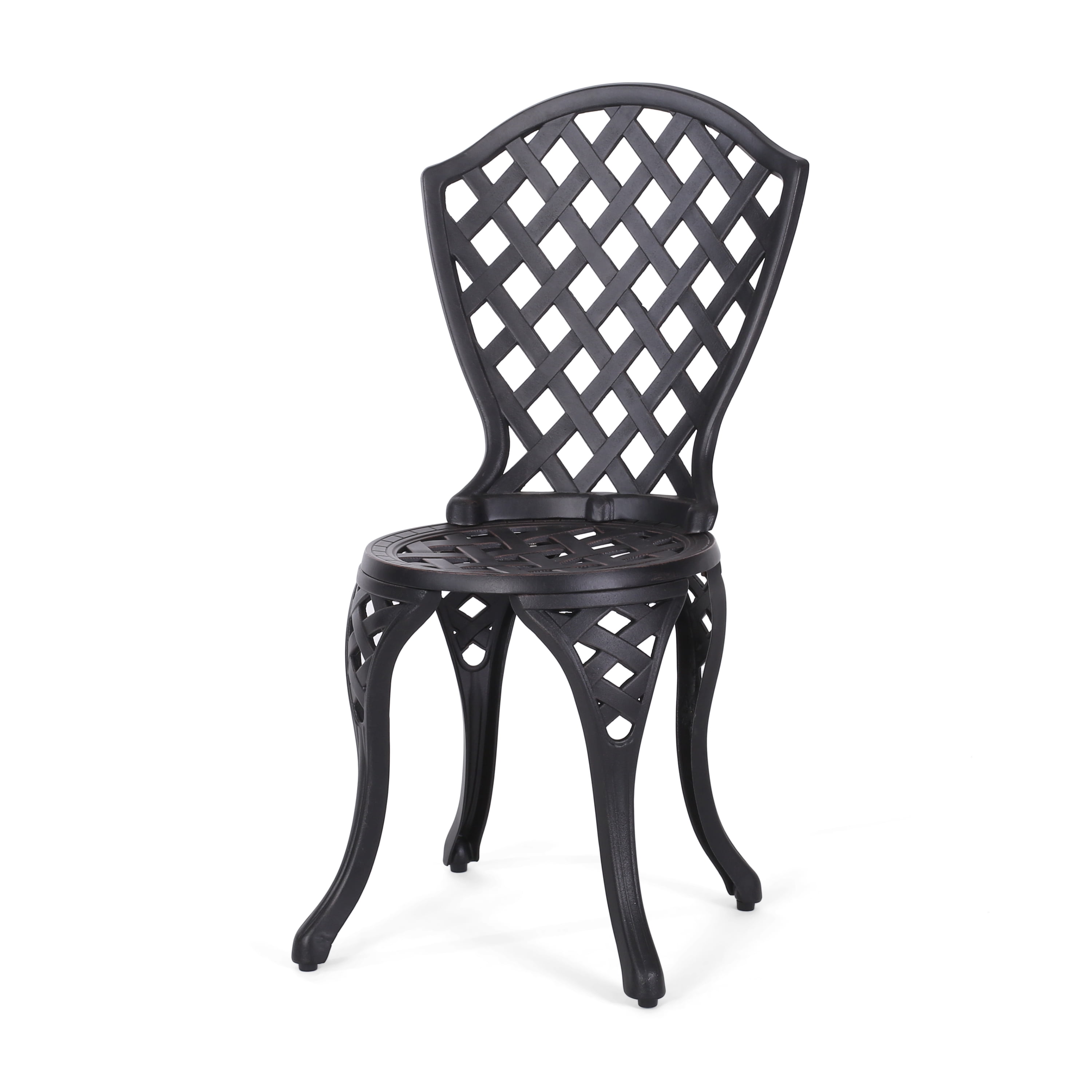 Outdoor Lattice Pattern Metal Leisure Bistro Set, Combined Table and Chairs Furniture for Patio Garden, Copper and Bronze