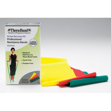 THERABAND Resistance Bands Set, Yellow/Red/Green, Beginner, Non-Latex