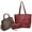 B-Burgundy/Leopard, variant on Women's Large Handbags Work Tote Vegan Leather Satchel Bag 3 Pcs Purse with Wallet, Green