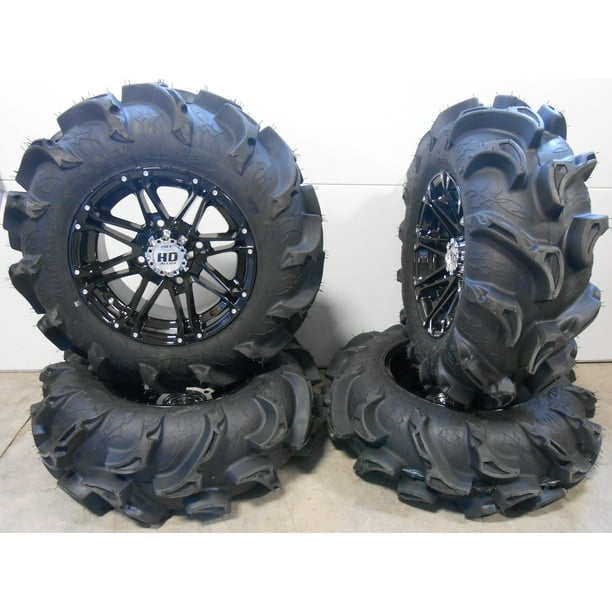 STI HD3 14" Wheels Black 28" Mega Mayhem Tires Kawasaki Mule Pro FXT