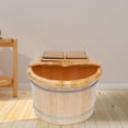 thumbnail image 4 of Natural Wooden Foot Bath Bucket Soaking Foot Tub Sauna with Massager Roller+Lid 30 Min Keep Warm, 4 of 12