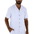 thumbnail image 2 of Men's Solid Color Short Sleeve Button Up Cardigan Shirt with Lapel Collar and Pockets, 2 of 9