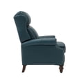 thumbnail image 4 of Genuine Leather Manual Recliner, Wingback Push Back Recliner with Solid Wood Legs, Turquoise, 4 of 10