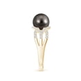 thumbnail image 3 of Angara Tahitian Cultured Pearl Criss-Cross Shank Ring in 14K Yellow Gold for Women | June Birthstone Jewelry for Her, 3 of 8