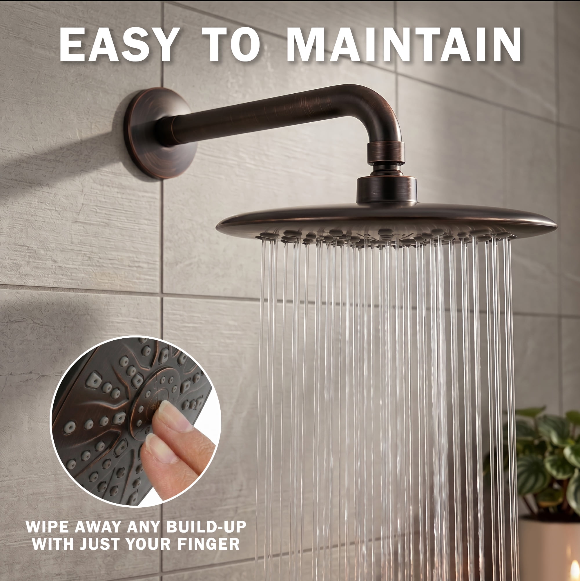 Aqua Elegante Luxury Rain Shower Head for Overhead Waterfall Showers - 2.5 GPM - Oil-Rubbed Bronze