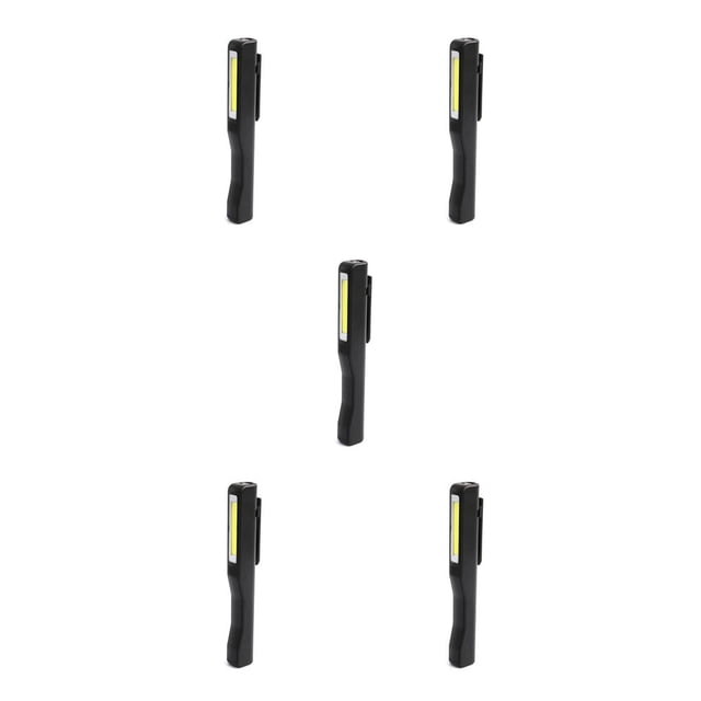 Wosthever Pluma de trabajo Luz COB LED Ajustable IPX4 Linterna a prueba de agua Funciona con batería Lámpara de clip manos libres acoplable Negro 5Conjunto