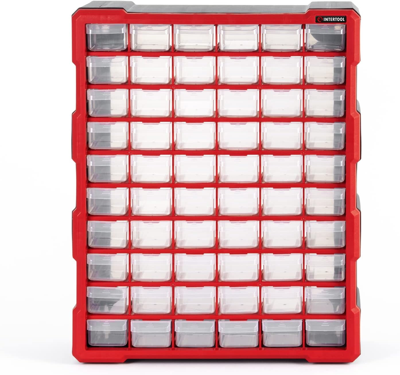INTERTOOL Storage Organizer, 60 Removeable Compartment Drawers, Small Parts, Hardware, Tools, Lego Sorting, Arts and Beads, Garage Organization Toolbox Container, 18.5” x 15” x 6.5” BX08-4016
