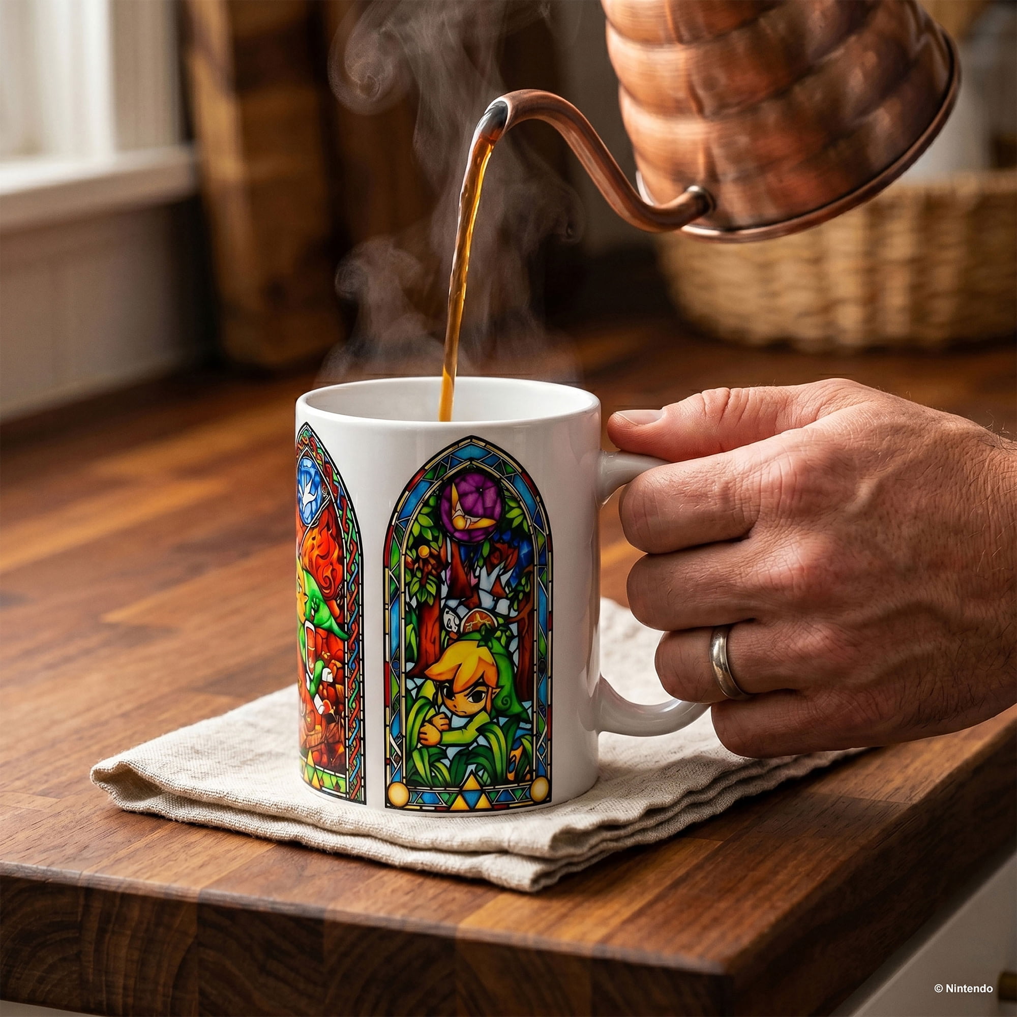 Pyramid America: The Legend of Zelda: Stained Glass - 11oz Ceramic Mug - Coffee-Tea, Microwave-Dishwasher Safe, Video Game Fan Collectible, Licensed