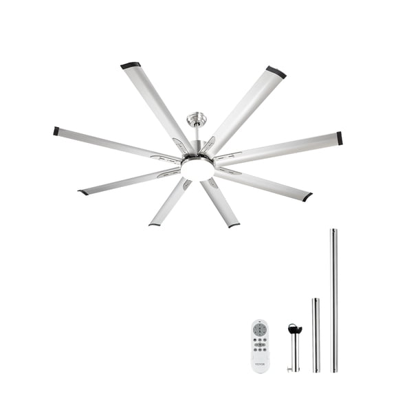 VEVOR 72 In Ceiling Fan with Light, 6-Speed Remote Control, Dimmable 3-Color Temperature, Reversible DC Motor,Low Profile Flush Mount Fan for Bedroom, Living Room,Indoor/Outdoor Use,Brushed Nickel