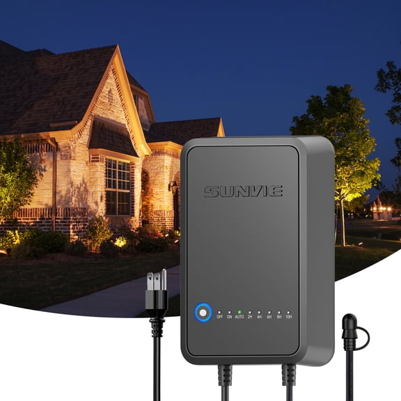 SUNVIE 100W Low Voltage Landscape Step Down Transformer with Photocell & Timer for Outdoor Spotlight