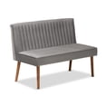thumbnail image 3 of Baxton Studio Alvis Mid-Century Modern Grey Velvet Upholstered and Walnut Brown Finished Wood 3-Piece Dining Nook Set, 3 of 11