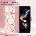thumbnail image 3 of Crossbody Wallet Case for Samsung Galaxy Z Fold5, Marble Pattern Luxury PU Leather Detachable Shoulder Strap Lanyard Magnetic Clasp Flip Cover with Card Slots Holder Kickstand Case,Pink & White, 3 of 6