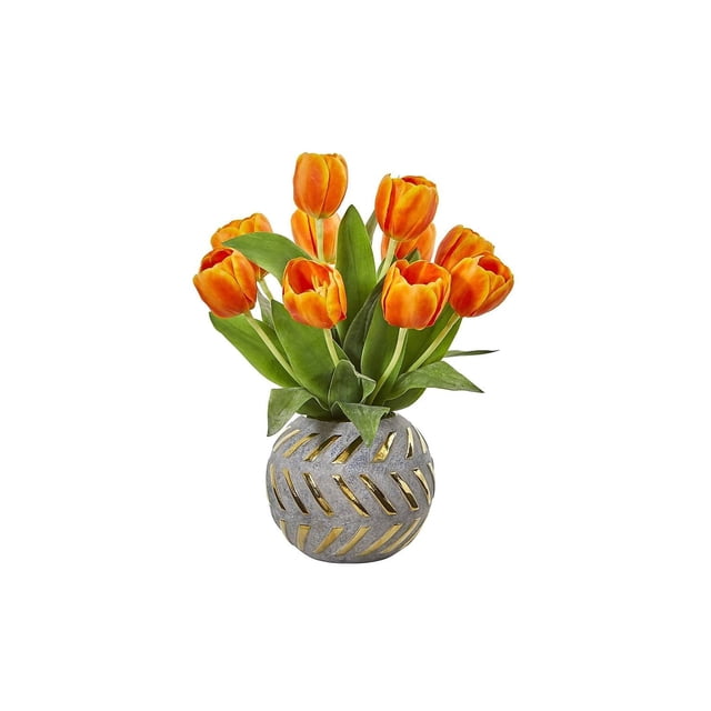 Arreglo Artificial Tulipán Casi Natural con Jarrón 15 cm