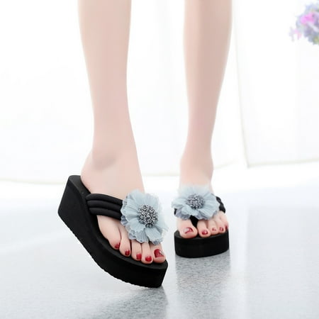 

Alueeu Women Flip Flops Women s Ladies Summer Flower Home Wedges Beach Shoes Sandals Flip Flops Slippers