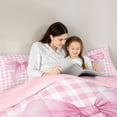 thumbnail image 4 of Erosebridal Pink Watercolor Bow Twin Comforter Sets for Girls, Pink Bow Bedding Set for Women, Pink Reversible, 2-Piece, 4 of 6
