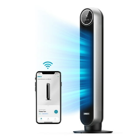 Dreo Tower Fan, Quiet Smart WiFi Fan with Remote, 90° Oscillating, Voice Control, 4 Modes, 4 Speeds, 8H Timer